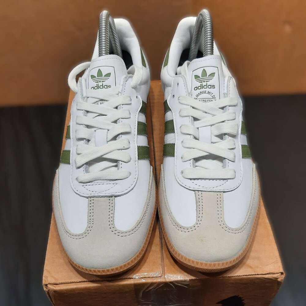 Adidas SAMBA OG White/Olive Green Tan Gum Sole Sneaker JS1352 Women's Size 7.5 - Picture 11 of 16